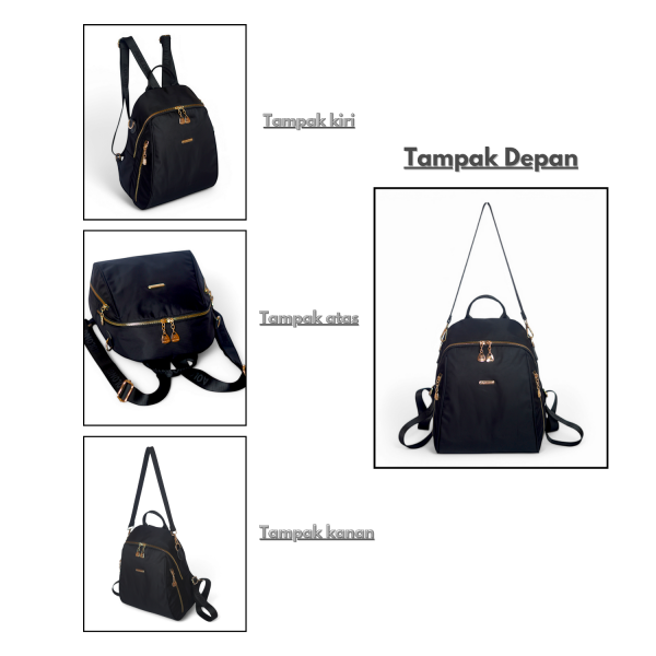 AOLONG Mika #0206-3 - Tas Ransel Wanita Bahan Parasut Premium - Gambar 3